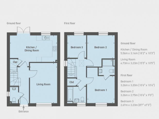 Floor plan 3 bedroom house - artist's impression subject to change
